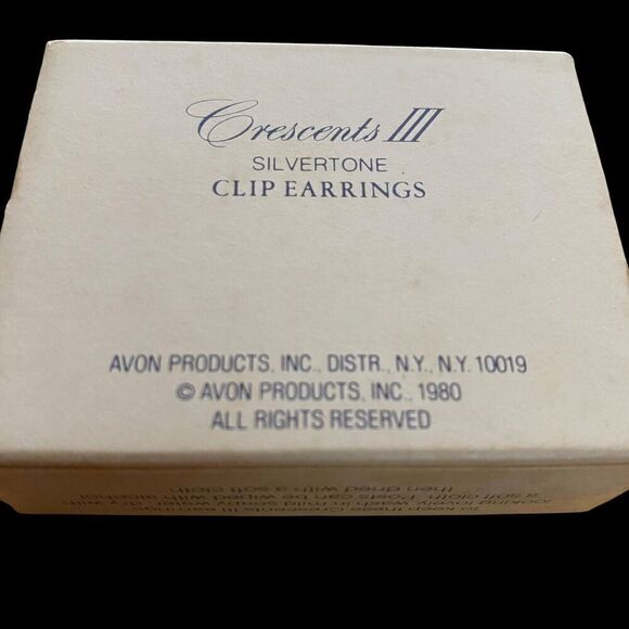 Vintage 1980 Avon Crescents III Clip Earrings Silver Tone with Box NEW - Picture 5 of 6